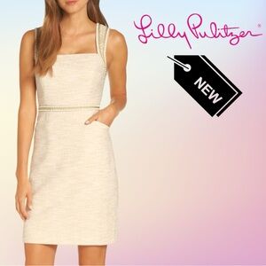 NWT Lilly Pulitzer Gold MetallicResort BoucleDana Shift Dress Sz 2